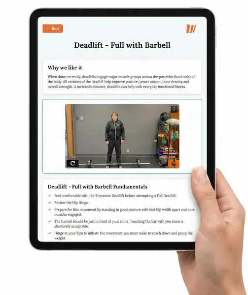 Every Woman Fitness app on a tablet showing the Forever Strong progressive strength training program for women